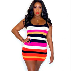 Privy Bright Stripe Bodycon Mini Dress